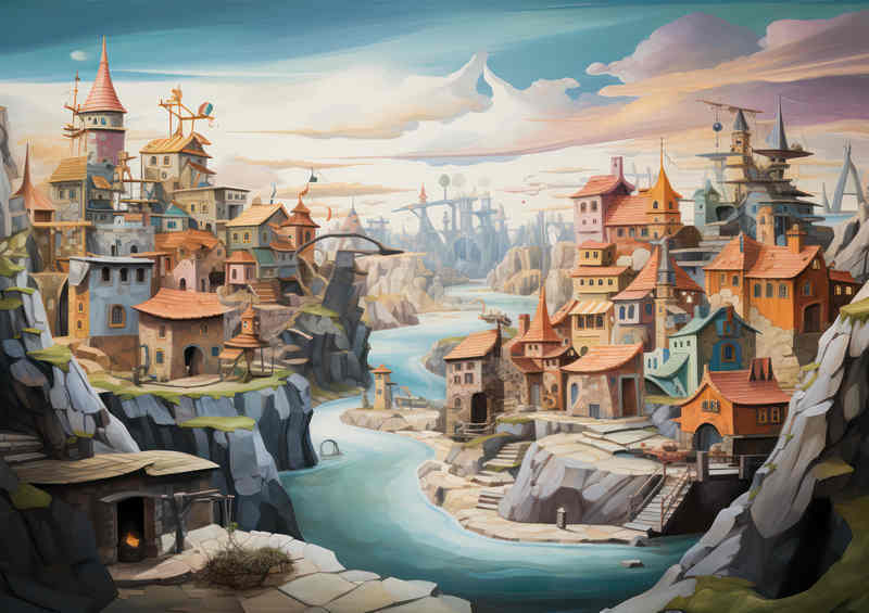 A Fairytale City In the fantasy landscape | Metal Poster