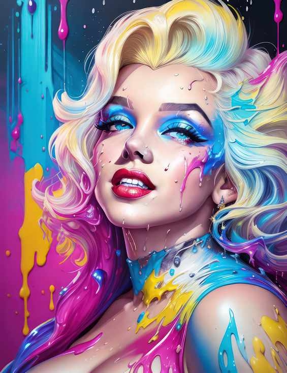 Marilyn Monroe splash art wonderful colours | Metal Poster