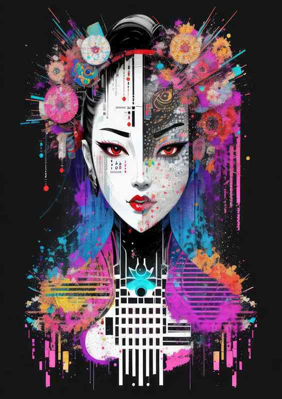 Colorful Geisha Grace | Metal Poster