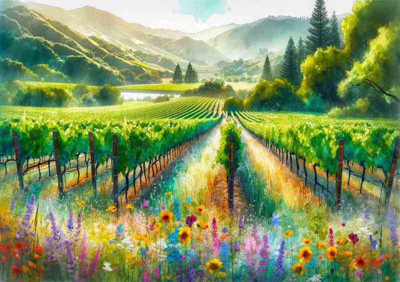 Summer afternoon in the vineyards of Napa Valley USA | Metal Poster