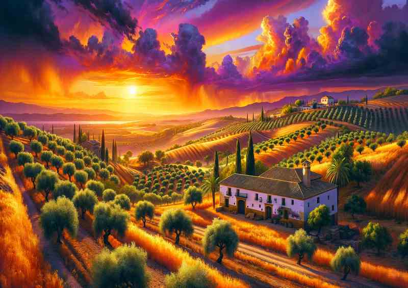 Summer sunset in the Andalusian countryside | Metal Poster