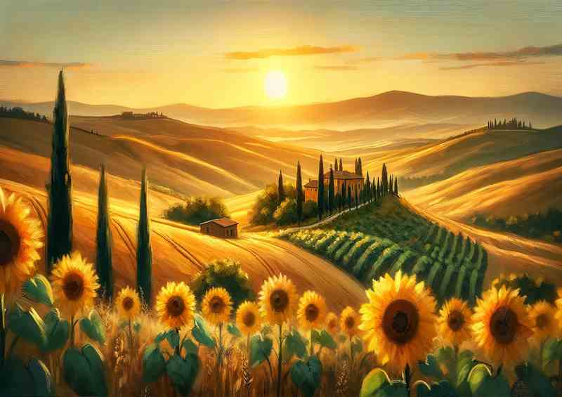 Tuscan Sunflowers Metal Poster