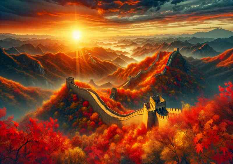 Great Wall Autumn Metal Poster