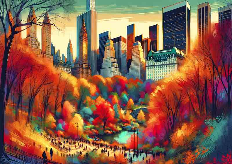 Autumn Day in Central Park NYC Metal Poster
