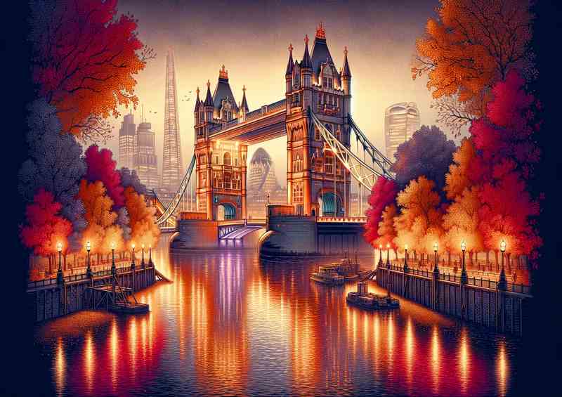 Autumn Eve in London UK - Tower Bridge | Metal Poster