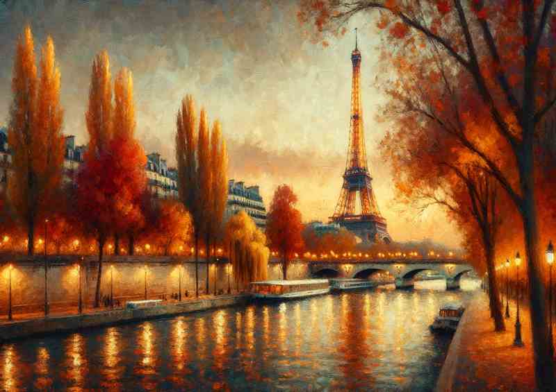 Paris Autumn Evening | Eiffel Tower Metal Poster