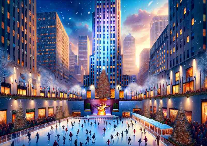 Twilight Winter at Rockefeller NY | Metal Poster