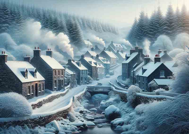 Snowy Serenade Metal Poster | Wintry Scene in Northern Irish Village