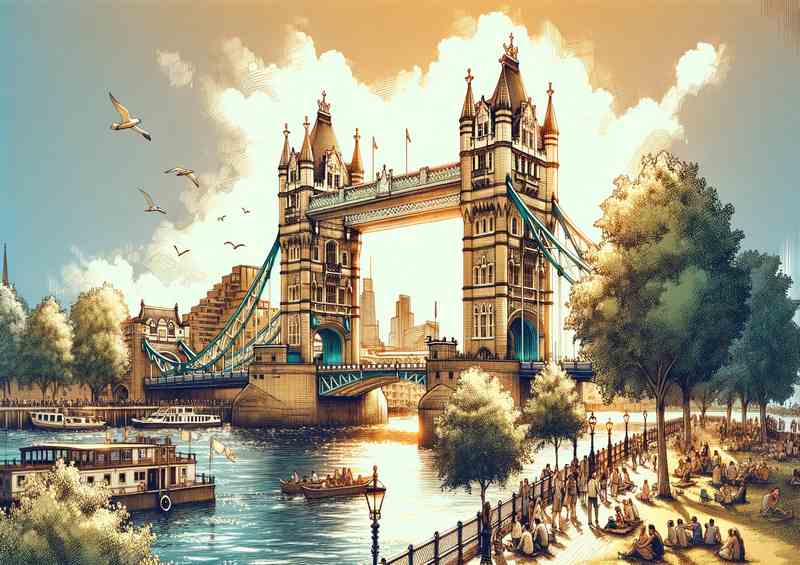 Summer day in London UK The historic Tower Bridge | Metal Poster