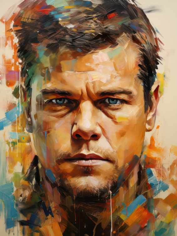 Matt Damon Very colourful painting style | Metal Poster
