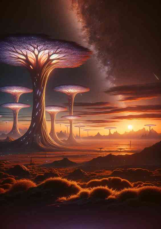 Trees fantasy planet vast open landscape | Metal Poster