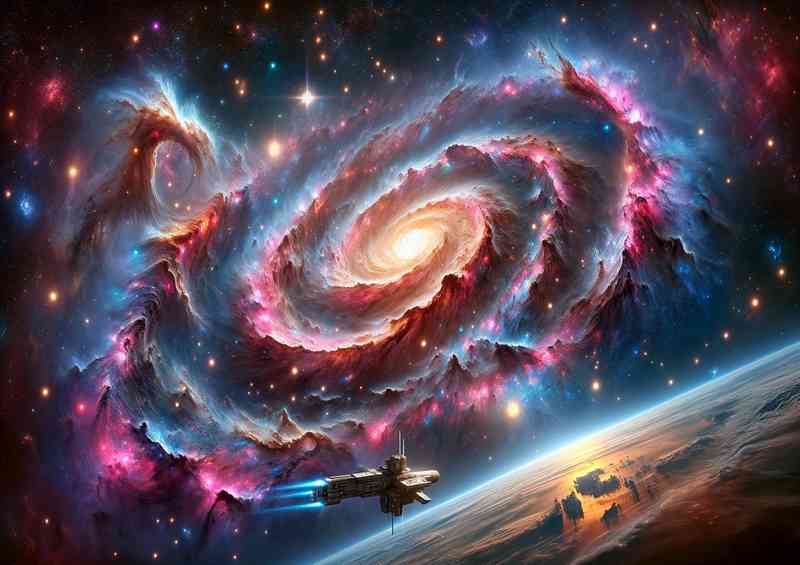 A view of a fantasy galaxy from space spiral | Metal Poster