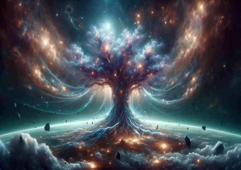 Space fantasy scene with a focus on celestial phenomena | Metal Poster