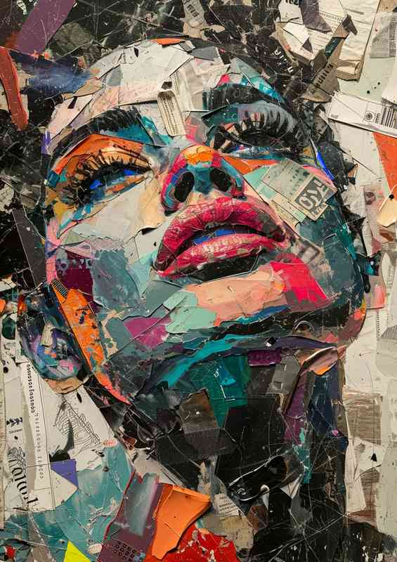 Collage with a womans head and face | Metal Poster