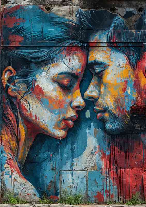 Couple on the wall in love | Metal Poster