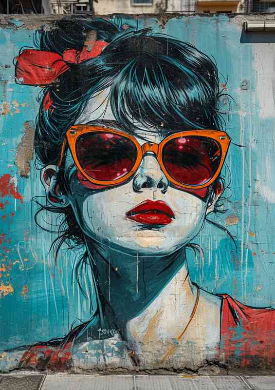 Girl with the big orange glasses | Metal Poster