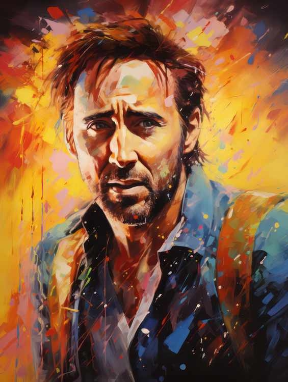 Nicolas cage Very colourful painting style | Metal Poster