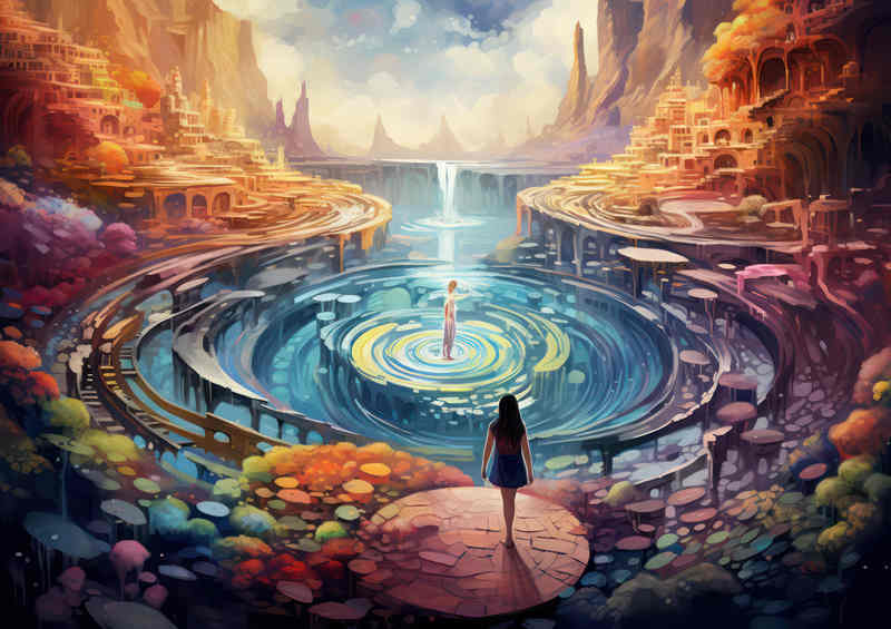 A girl walking in a fantasy landscape setting | Metal Poster