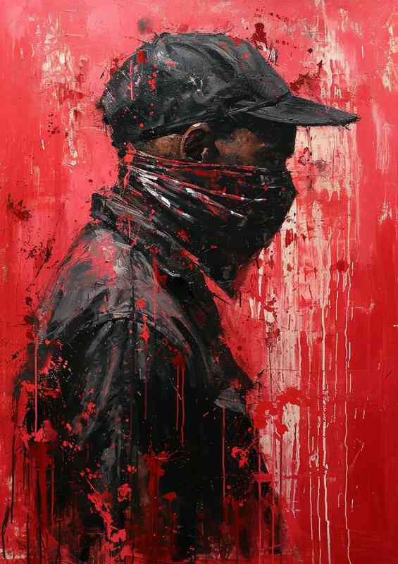Man in a bandana red street art | Metal Poster