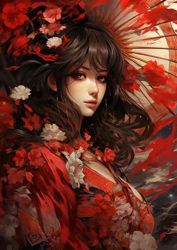 Understanding the Geishas Kimono in red | Metal Poster