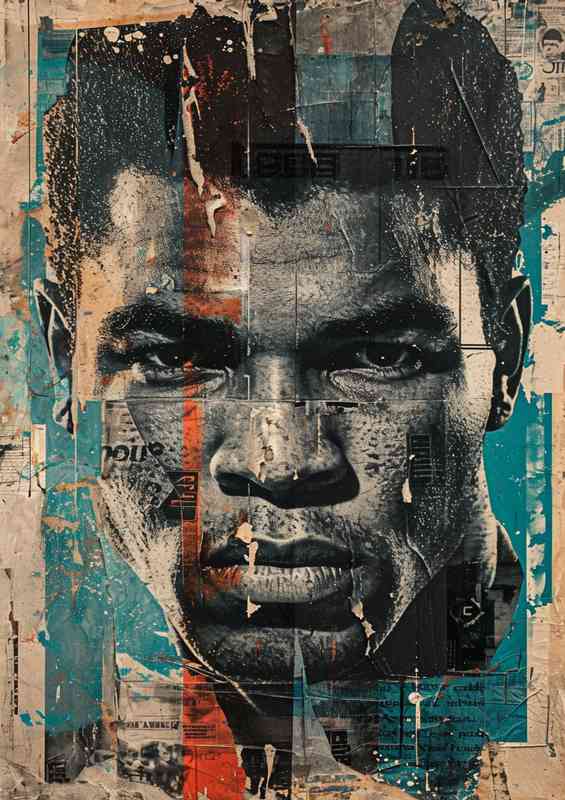 Muhammed ali paper boxing street art | Metal Poster