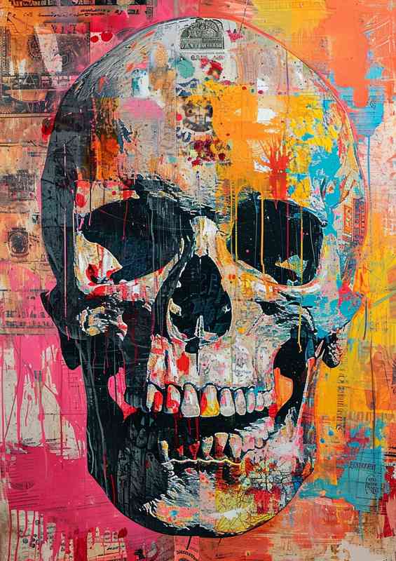 Painting style of a skull street art | Metal Poster