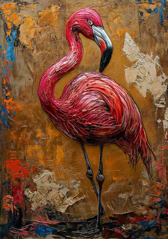 Pink flaimgo bird street art | Metal Poster