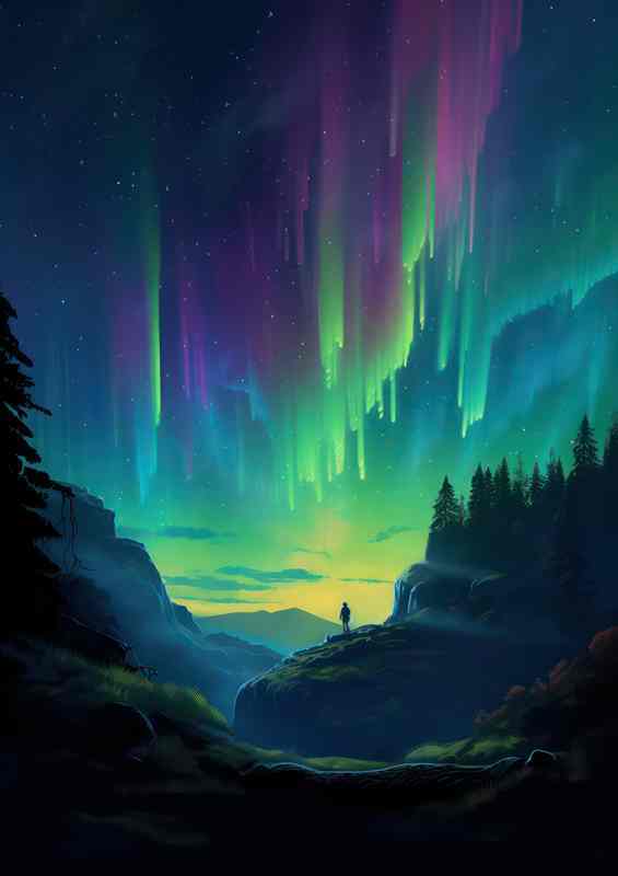 The Auroras Reflection in the night sky | Metal Poster