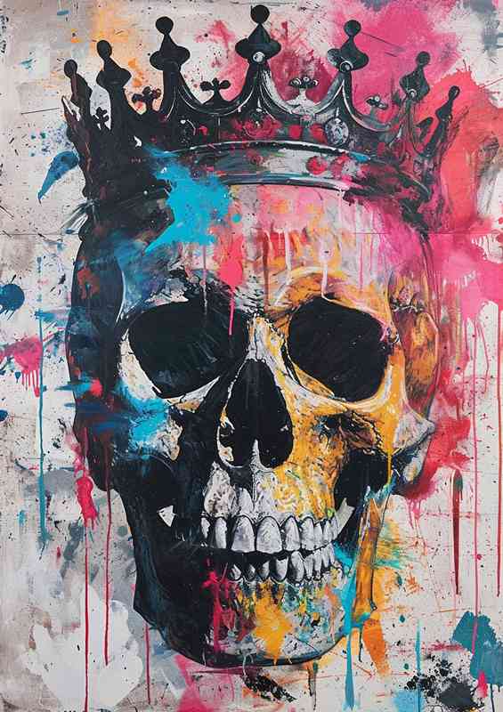 Skull and crown street art | Metal Poster