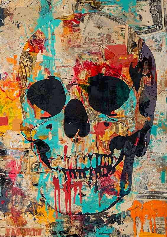 Skull street art in a painted style | Metal Poster