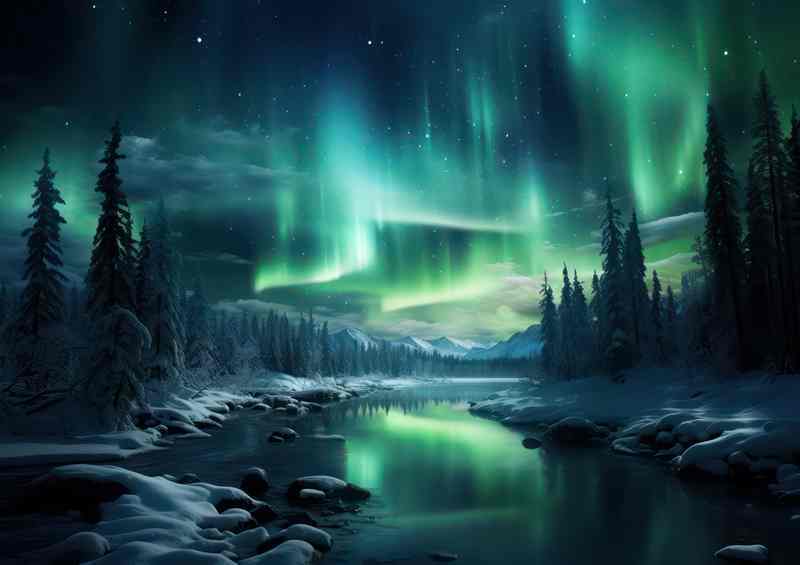 Experiencing the Magic of Snowy Aurora Nights | Metal Poster