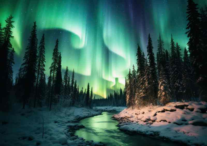 Mesmerizing Northern Lights Nature’s Nighttime Ballet | Metal Poster