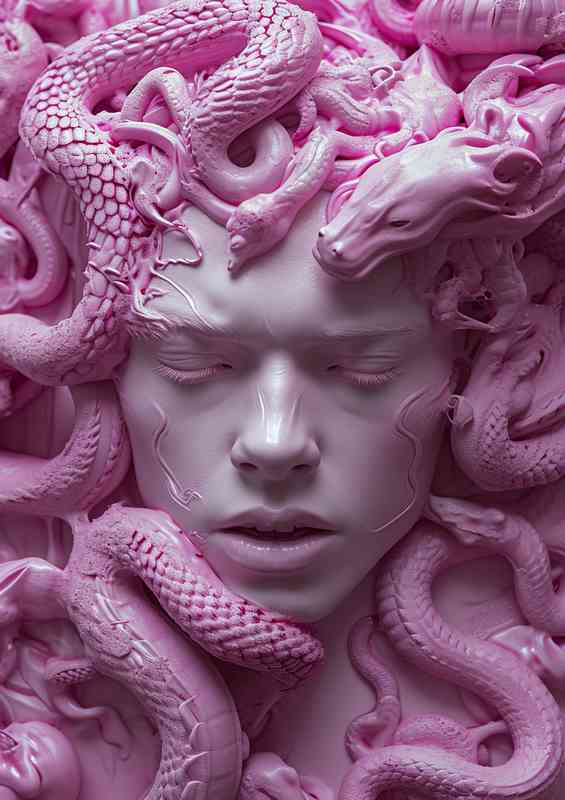 The pink Medusa abstract | Metal Poster