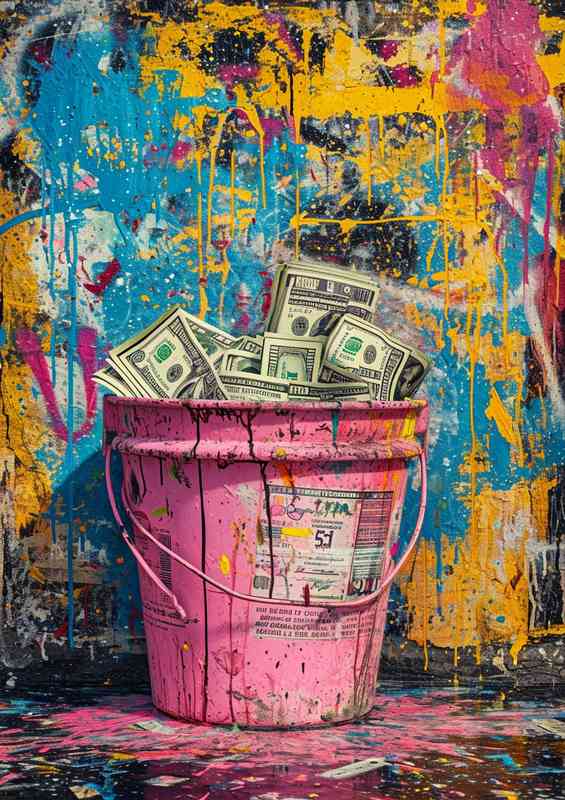 The pink bucket full of cash | Metal Poster