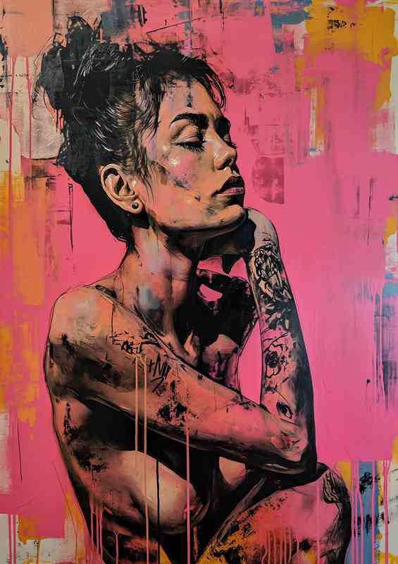 The tattoo lady in pink | Metal Poster