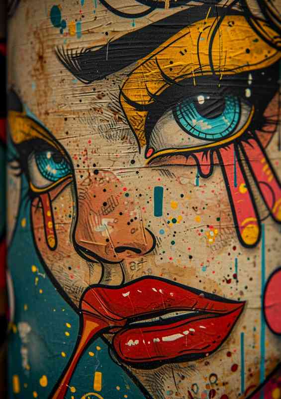 Urban art lady with big eyes | Metal Poster