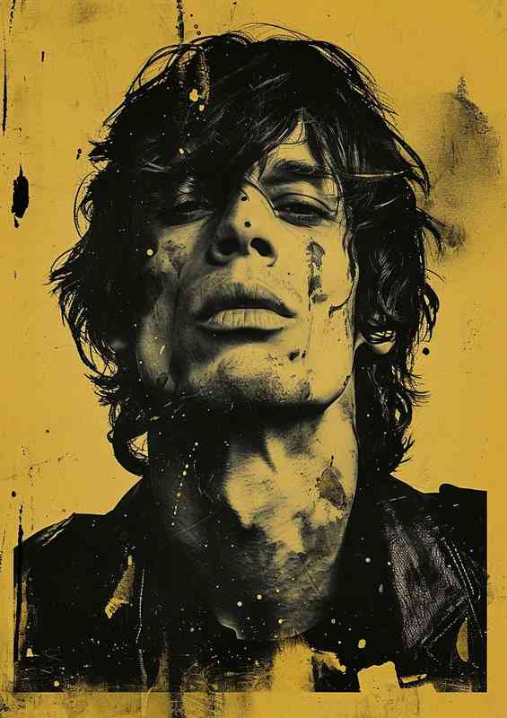 Yellow and black poster of a man | Metal Poster