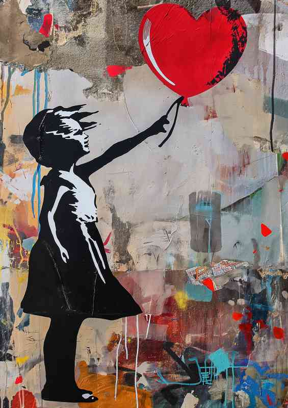 banksy inspired girl letting go of the ballon | Metal Poster