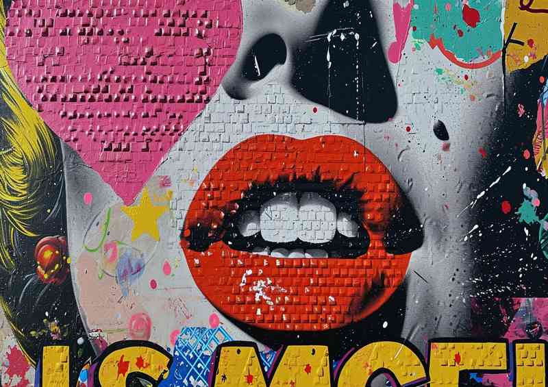 A Collage of street art with lucky lips | Metal Poster
