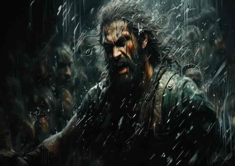 Viking Warfare Tactics fighting in rain | Metal Poster