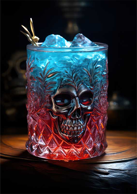 Citrus Zestini Skull Glass Cocktail | Metal Poster