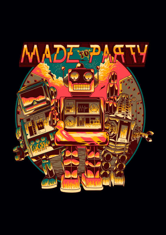 Made To Party robots | Metal Poster