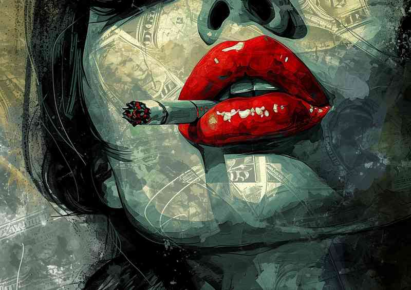 Girl with the red lips | Metal Poster