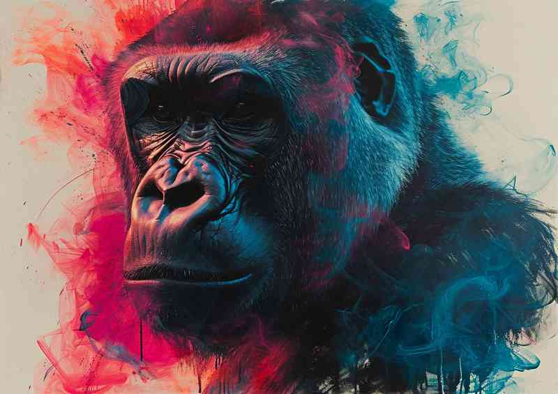 Gorilla in the red mist graffiti | Metal Poster