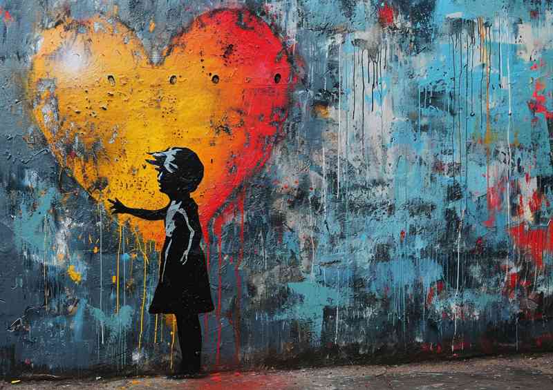 Graffiti banksy style lost in the love heart | Metal Poster