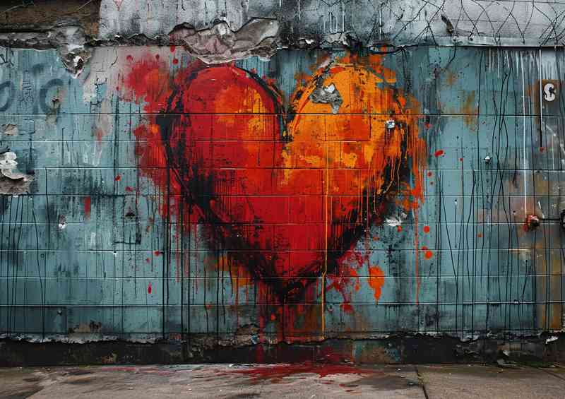 Graffiti heart love on a wall | Metal Poster