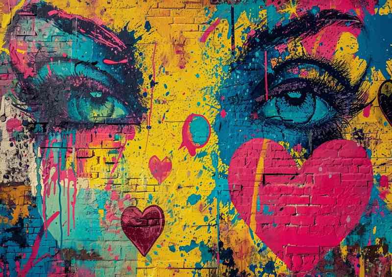 Love is all we need with blue eyes graffiti | Metal Poster