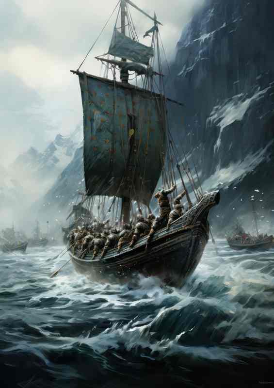 The Art and Science of Viking ship battle | Metal Poster