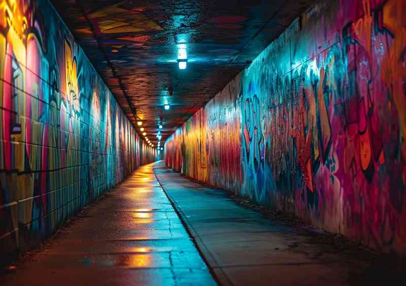 Underground urban street art with lighting | Metal Poster
