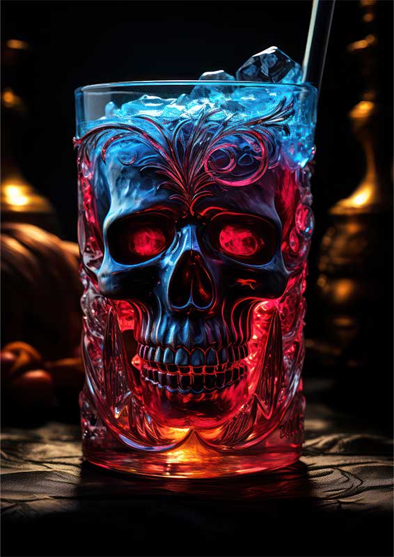 Electric Blue Lagoon with skull carving | Metal Poster